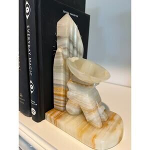 Pair of Vintage Onyx Siesta Sleeping Man with Sombrero Bookend Figurines 7.5”